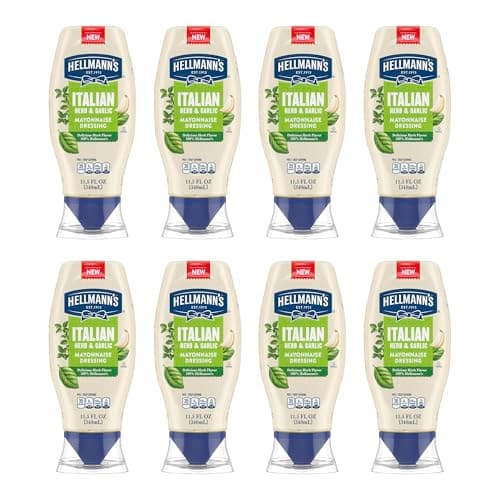 Hellmann's Mayonnaise Dressing 8 Count Italian Herb & Garlic for a Deliciously Creamy Condiment, with Real Ingredients & No Artificial Flavors, 11.5 oz - Image 1