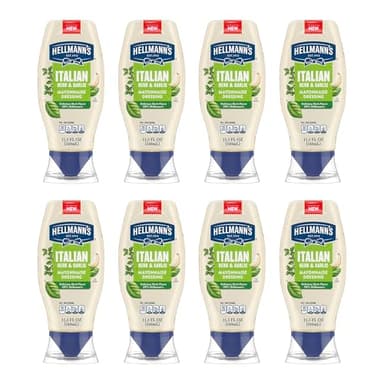 Hellmann's Mayonnaise Dressing 8 Count Italian Herb & Garlic for a Deliciously Creamy Condiment, with Real Ingredients & No Artificial Flavors, 11.5 oz - Image 1