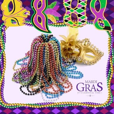 72 PCS Purple Bead Necklaces, Purple Mardi Gras Beads, Halloween Beads Necklaces, 33 Inch Round Beaded Necklaces Costume Necklace for Mardi Gras Christmas Halloween Party Favors - Image 6