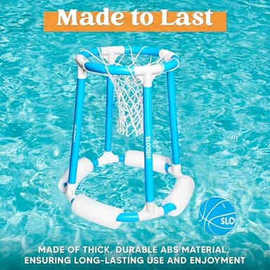 Sloosh Pool Basketball Hoop Set, Floating Basketball Pool Game, Swimming Floats Toys with Balls Pump, Summer Outdoor Water Play Toy for Kids and Adults (Blue) - Image 4