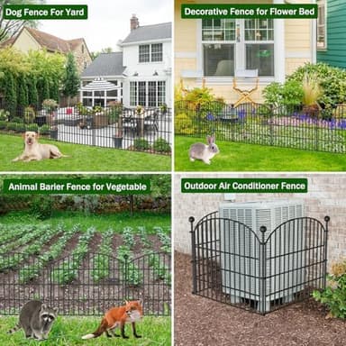 10 Panels No Dig Decorative Garden Fence with Gate - 24 in (H) x 20 ft (L) Dog Rabbits and Pets Fence Outdoor for Yard, Animal Barrier Tall Rustproof Metal Wire Fencing Border for Garden and Patio - Image 4