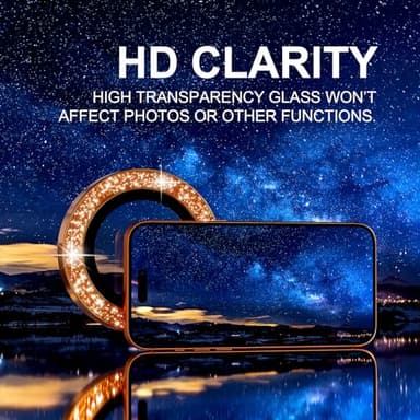 Choiche Compatible for iPhone 17 Pro/iPhone 17 Pro Max Camera Lens Protector Bling, 9H Tempered Glass Camera Cover Screen Protector Metal Ring Decoration Accessories (Glitter-Orange) - Image 6