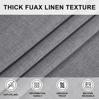 Hiasan Round Linen Tablecloth 80 Inch - Wrinkle and Stain Resistant Washable Polyester Fabric Table Cloth for Dining Room Kitchen Party, Grey - Image 3