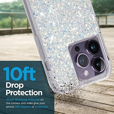 Case-Mate iPhone 12 Pro/iPhone 12 Case - Twinkle Stardust with 10ft Drop Protection & Wireless Charging - Luxury Bling Glitter Cover - Shockproof Materials, Anti Scratch Tech - Image 3