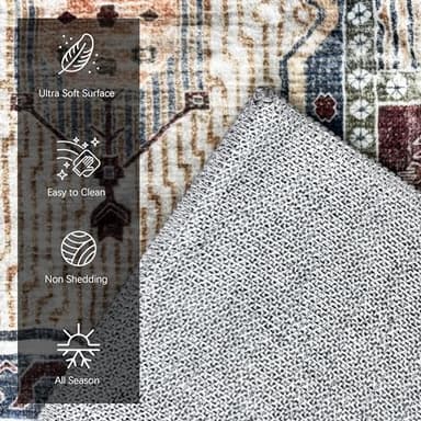 YARNSCAPE Vintage 9' x 12' Washable Area Rug - Stylish Indoor Rug for Living, Dining or Bedroom - Lightweight Carpet with Non-Slip Backing - Foldable for Easy Placement and Maintenance - Rust - Image 6