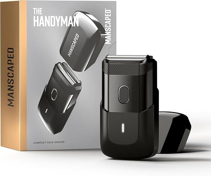 MANSCAPED® The Handyman™ Compact Face Shaver – Portable Men’s Travel Facial Hair Groomer, USB-C Rechargeable Razor, Electric Foil Face Shaver, Waterproof, Cordless, Dual-Action SkinSafe® Foil Blades - Image 1