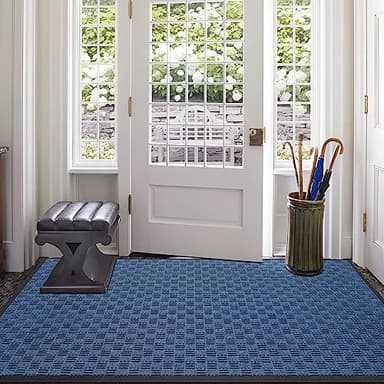 Mibao Front Door Mat, Heavy Duty Durable Welcome Mat for Outdoor Indoor, Dirt Trapper Waterproof Super Absorbent Door Mat for Entryway Outside Patio Porch, 73" x 46", Blue - Image 7