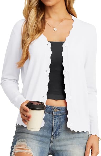 GRECERELLE Women's Long Sleeve V-Neck Button Down Cardigan Knit Shrugs Sweater - Image 2