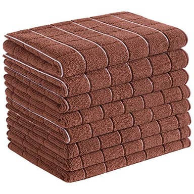 Microfiber Dish Towels - Soft, Super Absorbent and Lint Free Kitchen Towels - 8 Pack (Lattice Designed Brown Colors) - 26 x 18 Inch - Image 1