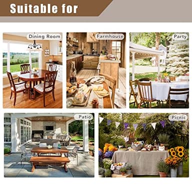 Fitable Faux Linen Tablecloths Rectangle 60 x 120 Inch - 2 Pack Neutral Table Clothes for 8 Foot Tables, Nature Faux Burlap Kitchen Table Covers for Dining, Party, Farmhouse, Banquet, Buffet - Image 6
