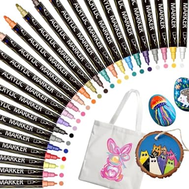 AQTQA 24 Pcs Color Dual Tip Acrylic Paint Pens Markers, Premium Acrylic Paint Pens for Wood, Canvas, Rock, Fabrics,Glass & Ceramic - DIY Art Supplies, Fast Drying Colorable Acrylic Brush Markers - Image 4