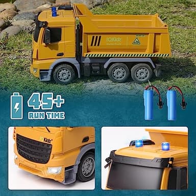 IQKidz Remote Control Dump Truck Toys - RC Construction Vehicles with Blue Warning Lights, Trucks Toy for Boys Girls 3 4 5-7 8 9 10 Year Old and Up, Best Birthday Gift Ideas for Kids Age 5-10 - Image 5