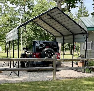 Garveelife 20'x20'x13' Metal Carport for 2 Cars, Heavy Duty Steel Frame for All Weather, Permanent Shelter for Boats, Full-Sized Pickup Trucks, and Tractors, N.W. 800 Lbs - Image 6