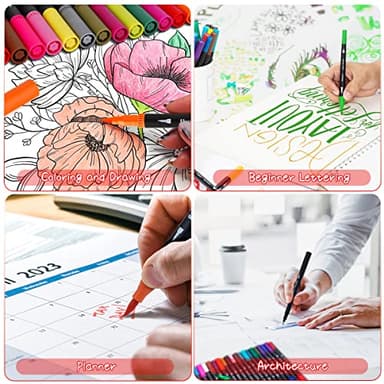 Dual Markers Brush Pens, 36 Fine Point Art Marker, Double Tip Colored Pen for Adult Coloring Hand Lettering, School Classroom Art Suppliers - Image 5