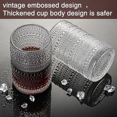 Consou Large Glasses Set of 6, 15 oz Hobnail Glassware Thick Glass Heavy Base - Image 3