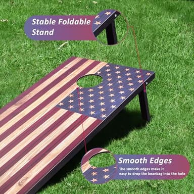 Cornhole Set, Regulation Size Cornhole Boards with 8 Bean Bags and Carrying Case, 4 ft x 2 ft Corn Hole Outdoor Game Toss Board for Adults Outside Activities - Image 5