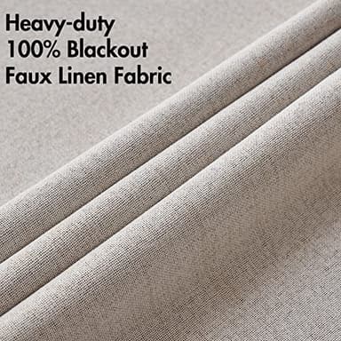 MIULEE 100% Blackout Linen Textured Curtains for Bedroom Solid Thermal Insulated Ivory Grommet Room Darkening Curtains & Drapes Luxury Decor for Living Room Nursery 52 x 96 Inch (2 Panels) - Image 5