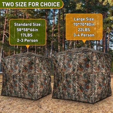 Hunting Blind with Carrying Bag, 360 Degree See Through Ground Blind for 2-3 Person, Pop Up Camouflage Hunting Tent Portable Concealed for Deer and Turkey - Image 8