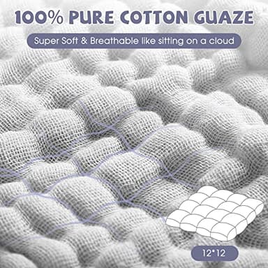 MUKIN Baby Washcloths - Soft Face Cloths for Newborn, Absorbent Bath Face Towels, Baby Wipes, Burp Cloths or Face Towels, Baby Registry as Shower. Pack of 6-12x12 inches (Grey) - Image 5
