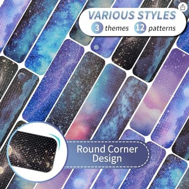 48 Pieces Anxiety Sensory Stickers with Storage Box - Sensory Strips 2 Textured Surface Adhesives Fidget Strips for Office & Classroom Desk Relieve Adult & Teen Stress (Galaxy Style) - Image 3
