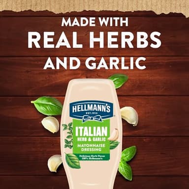 Hellmann's Mayonnaise Dressing 8 Count Italian Herb & Garlic for a Deliciously Creamy Condiment, with Real Ingredients & No Artificial Flavors, 11.5 oz - Image 5