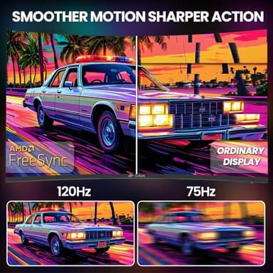 CRUA 34" Curved Gaming Monitor, IPS WQHD(3440x1440P) 120Hz 1900R 21:9 UltraWide PC Display, 130% sRGB, AMD FreeSync, Blue Light Filter, HDMI/DP Ports, Wall Mountable Installs– Black - Image 3