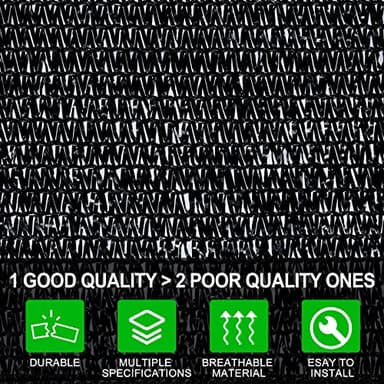 Agfabric 50% Shade Cloth 6.5 X 20ft Sun Shade Fabric Sunblock Shade Cloth Cover with Clips for Plants, Black - Image 3