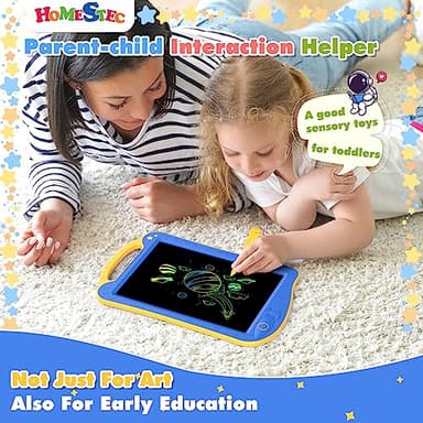 HOMESTEC Astrodraw Drawing Pad Toys, Colorful LCD Writing Tablet for Kids, Doodle Board for Toddlers 3 4 5 6 Years Old, Travel Sensory Space Toy for Boys Girls, Birthday Gift Idea (Blue/Yellow) - Image 8