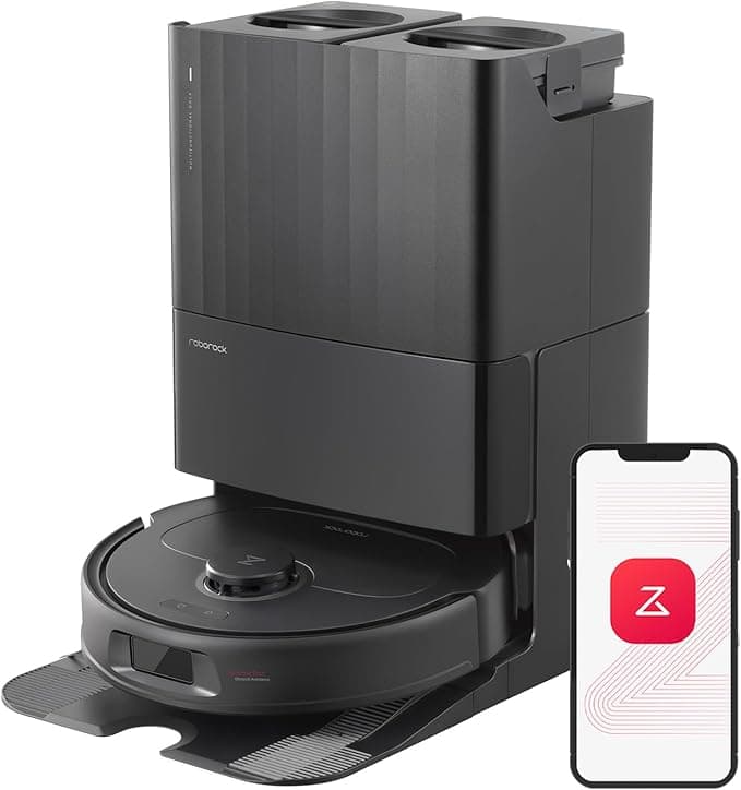 roborock Qrevo Plus Robot Vacuum and Mop with FlexiArm Design Edge Mopping, Self-Emptying, 10 mm Liftable Mops, Auto Mop Washing & Drying, Reactive Tech Obstacle Avoidance, 7,000 Pa Suction, Black - Image 1