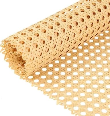 Upgraded Plastic Rattan Webbing, 16"x40" DIY Handwoven Synthetic Poly Rattan, Wicker Cane Rattan Webbing for Home Decor Projects Furniture Caning Chairs Cabinets Beds - Image 1
