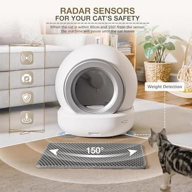 Greesum Automatic Self-Cleaning Litter Box for Multi-Cat Homes: Safe, APP-Controlled, Low Noise | Includes Mat & 1 Garbage Bags - Image 3