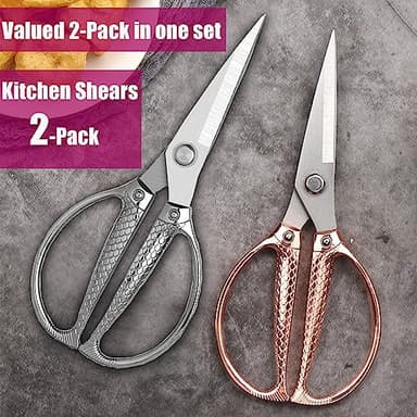 Kitchen Shears 2 Pack, Heavy Duty Poultry Shears, Dishwasher Safe, All Purpose Stainless Steel Utility Scissors for Kitchen, Chicken, Fish, Herbs, Turkey - Image 7
