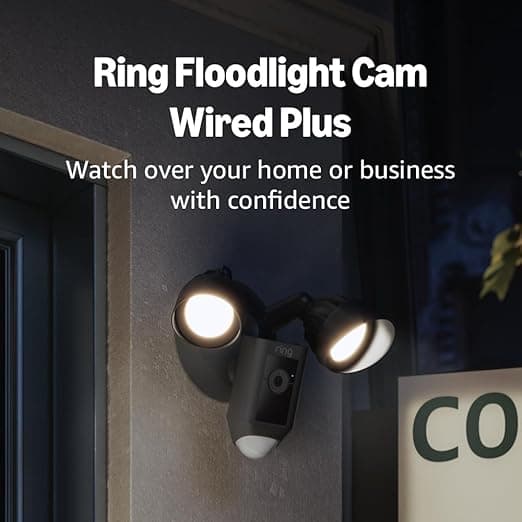 Like-New Ring Floodlight Cam Wired Plus — Outdoor home or business security with motion-activated 1080p HD video and floodlights, (2021 release) Black - Image 1
