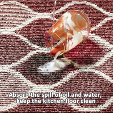 Villsure Kitchen Rugs and Mats, Non Skid Kitchen Runner Rug Absorbent Resist Dirt Kitchen Floor Mat Comfort Standing Mat Made of 100% Polypropylene Machine Washable,17.7"x29.5",Red - Image 3