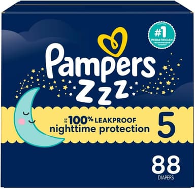 Pampers ZZZ Overnight Diapers, Size 5 (27+ lbs), 88 Count, Nighttime Protection Disposable Baby Diaper, Night Time Leak and Skin Protection - Image 2