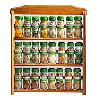 McCormick Gourmet Three Tier Wood 24 Piece Organic Spice Rack Organizer with Spices Included, 27.6 oz - Image 1