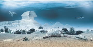 AWERT 24x12 inches Egyptian Pyramid Aquarium Background Egypt and Sphinx Underwater World Antique Architecture Fish Tank Background Vinyl Background - Image 2