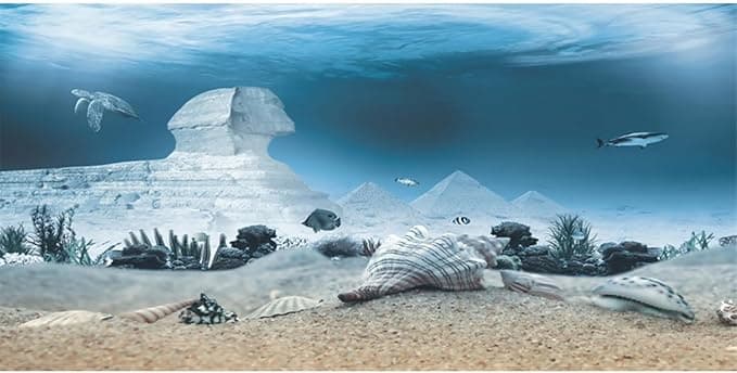 AWERT 24x12 inches Egyptian Pyramid Aquarium Background Egypt and Sphinx Underwater World Antique Architecture Fish Tank Background Vinyl Background - Image 1