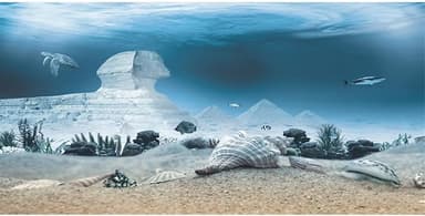 AWERT 24x12 inches Egyptian Pyramid Aquarium Background Egypt and Sphinx Underwater World Antique Architecture Fish Tank Background Vinyl Background - Image 1