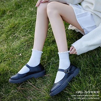 AMHRLINGTO Cute Ruffle Ankle Socks for Women - Soft Cotton Knit Lettuce Low Cut Frilly Crew Socks (White-3 Pairs-Low Cut) - Image 5