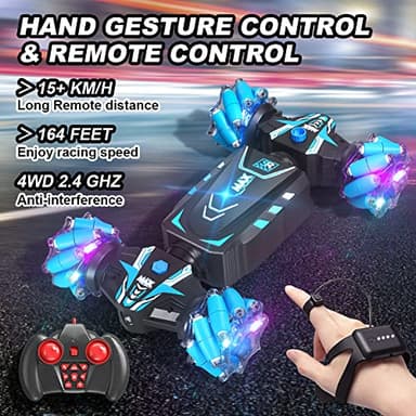 Axirata Remote Control Car Hand Controlled Gesture RC Stunt Car with Spray & Lights & Music for Kids 6-13 Year Old, 4WD 2.4GHz Off-Road 360° Rotation Toy Car Gift for Boys Girls - Image 6