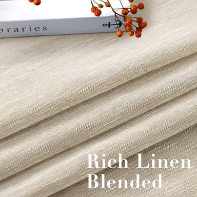 H.VERSAILTEX Linen Curtains Nickel Grommet Natural Linen Semi-Sheer Curtains 2 Panels Privacy Added Premium Soft Rich Material Drapes for Bedroom/Livingroom/Sliding Door - 52x72 - Inch - Linen - Image 4
