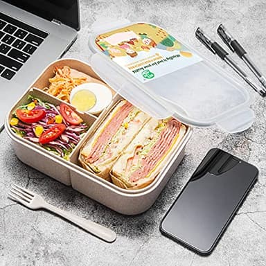 MISS BIG® Bento Box,Bento Box Adult,Lunch Box,Leak Proof Lunch Containers,No BPAs and No Chemical Dyes Bento Lunch Box,Dishwasher and Microwave Safe Lunch Containers for Adults(1900ml White) - Image 2