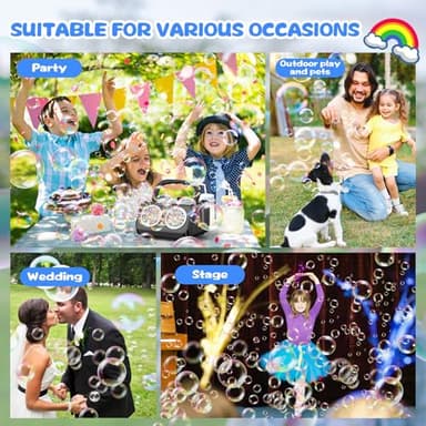 SHCKE Automatic Bubble Machine Upgrade Bubble Blower with 2 Fans,Plug in or Battery Operated Portable Bubble Maker,20000+ Bubbles Per Minute Bubbles for Outdoor Wedding Birthday Party - Image 7
