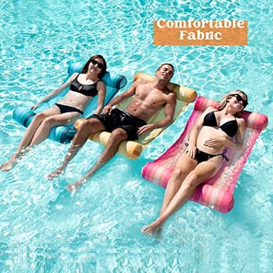 Sloosh 3 Pack 4-in-1 Inflatable Pool Floats - Hammock, Lounges, Saddle, Drifter for Pool, Lake, Beach (Cyan/Orange/Red) - Image 4