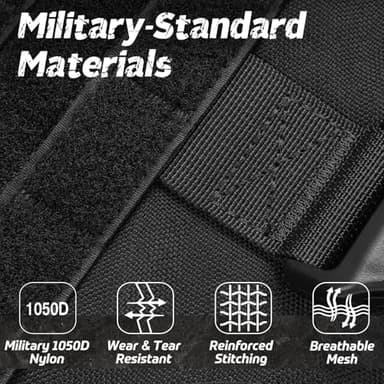 rabbitgoo Tactical Dog Harness Medium Sized, Heavy Duty Pet Harness with Handle, No-Pull Service Vest Medium Breed, Adjustable Military Dog Vest for Training Hunting Walking, Black, M - Image 2