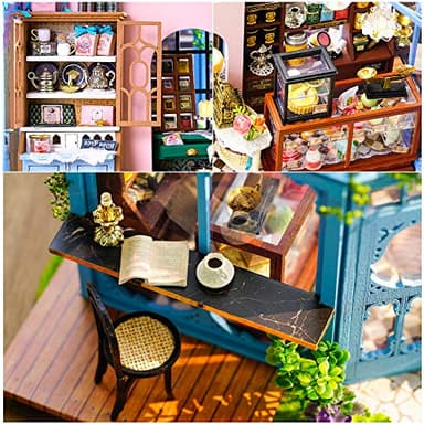 CUTEBEE Dollhouse Miniature House with Furniture, DIY Dollhouse Kit with Dust Proof, Music Movement, 1:24 Scale Creative Room for Gift for Family and Friends (Rose Garden Tea House) - Image 3