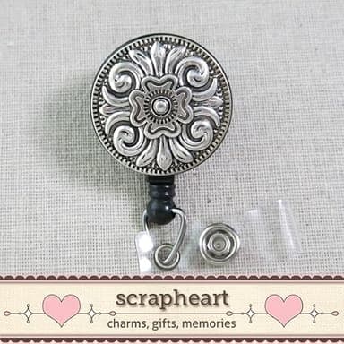 Silver Concho Badge Reel, Antique Silver Concho Bolo Badge, Concho Flower Retractable ID Badge Reel, Concho Badge Holder, Stylish Concho Nurse Badge ID Holder - Image 4