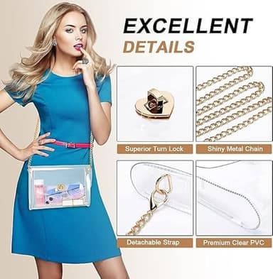 Clear Bag for Stadium Events Approved - Clear Purse for Women Stadium Crossbody - Small Transparent Plastic Concert Bag - Image 5