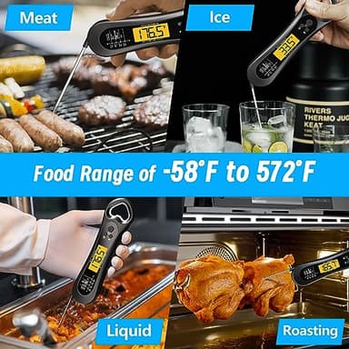 Meat Thermometer Digital, Instant Read Meat Thermometer for Grill and Cooking, with Bottle Opener, Backlight & Calibration Food Thermometer, Kitchen Gadgets for BBQ, Turkey, Candy, Liquids - Image 6